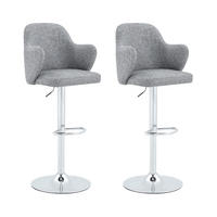 BARHOCKER 2er-Set höhenverstellbar drehbar mit Armlehnen Stoff Gray - Grau, Metall (37.6/118/45cm) - Meubliv