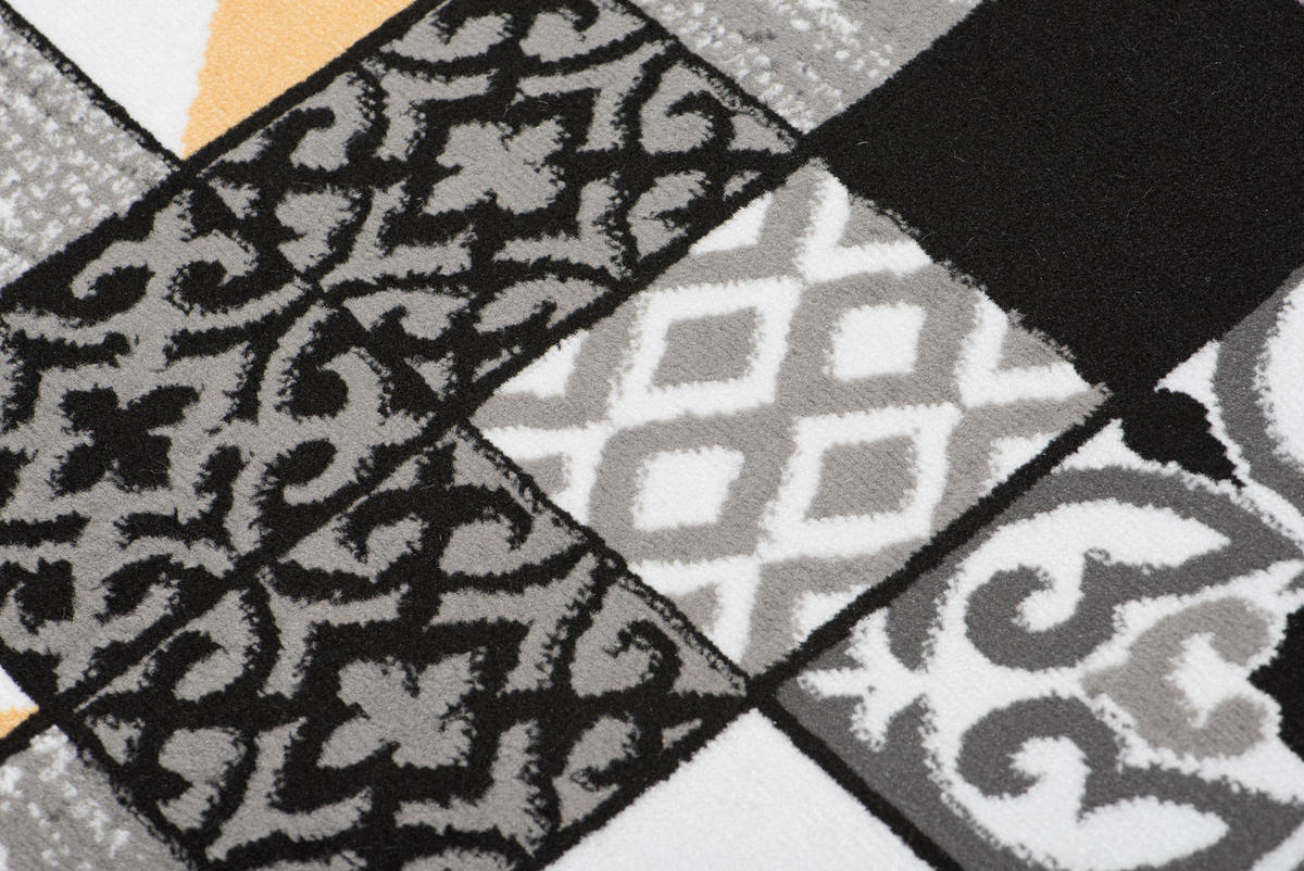TEPPICH MAYA Gelb Mosaik Karo Floral 180/250 cm - Gelb, Textil (180/250cm) - Tapiso