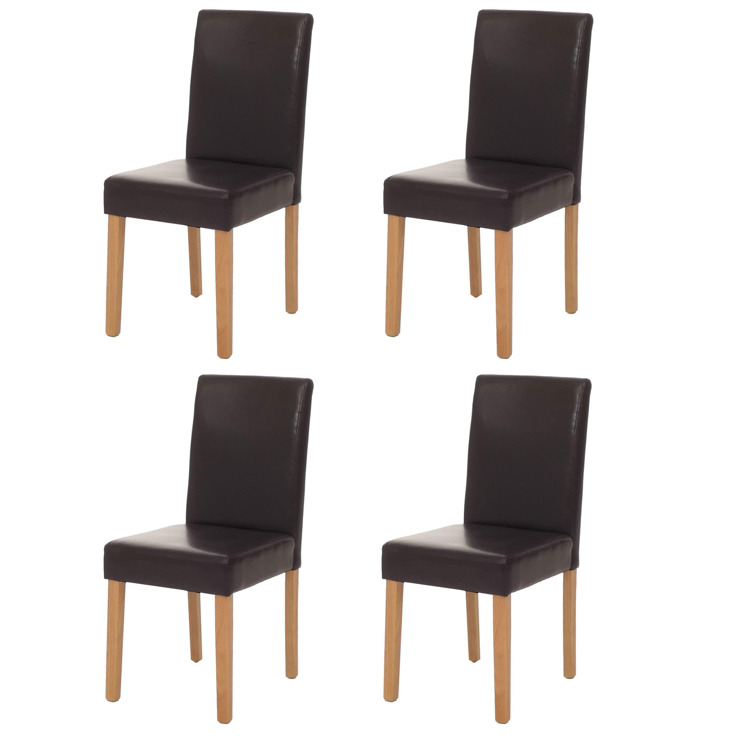 ESSZIMMERSTUHL 4er-Set klassisch und zeitlos 90x43x56cm Kunstleder Sitzhöhe 45cm Braun helle Beine - Braun, Kunststoff (43/90/56cm) - CHEFGASTRO