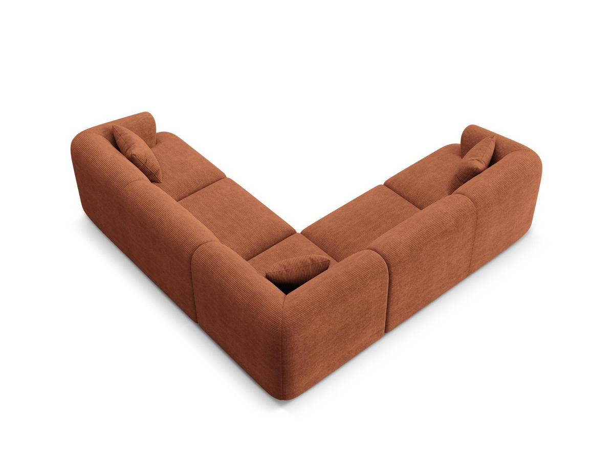 SYMMETRISCHES-MODULARES-ECKSOFA Campi aus Cord terrakotta 6 Sitzplätze - Terracotta, Textil (255/255cm) - Cosmopolitan Design