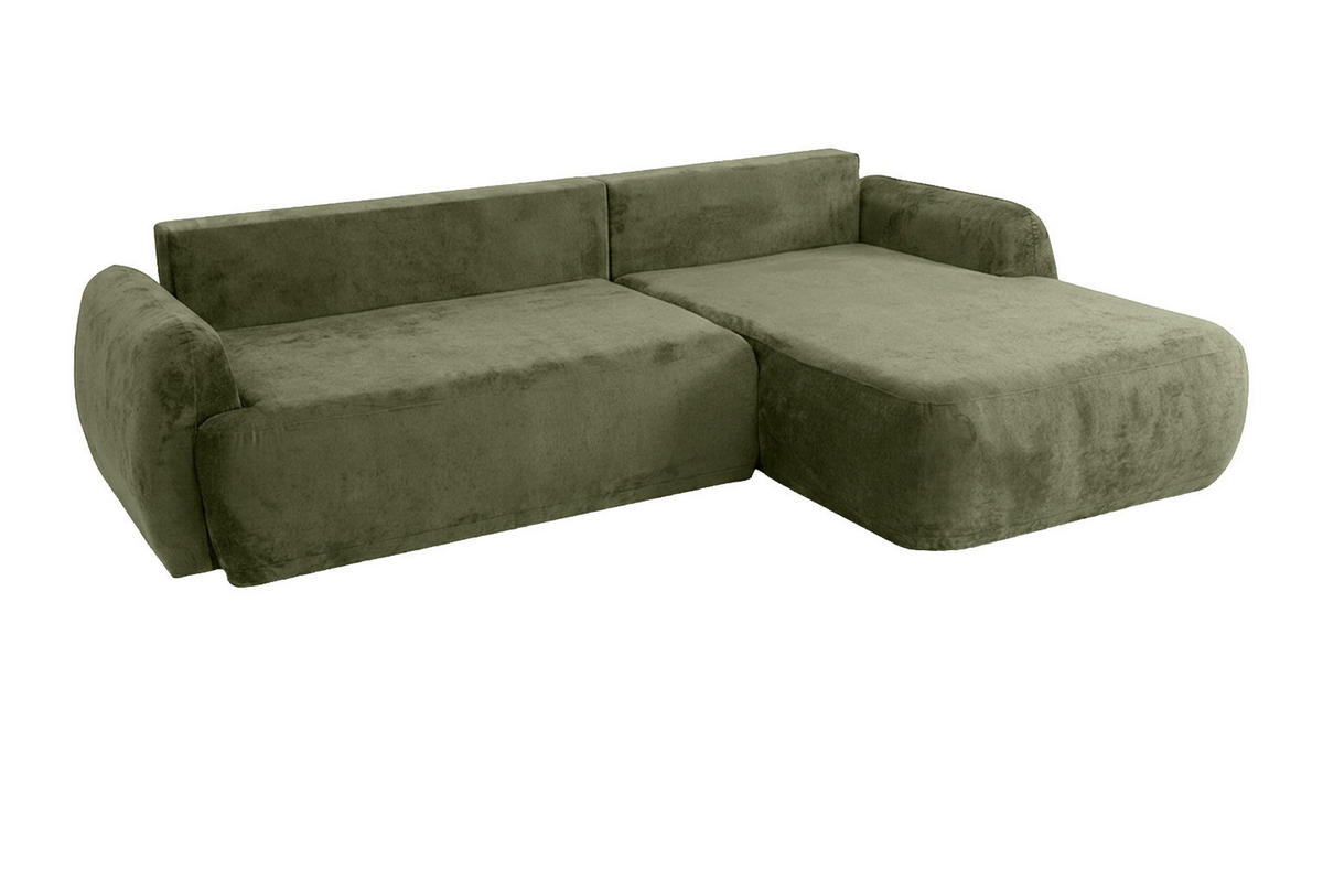ECKSOFA Mit Schlaffunktion Und Bettkasten, Chenille-Stoff Perfecto, Grün, Rechts, HELA II - Grün, Holz (280/184cm) - Kaiser Möbel
