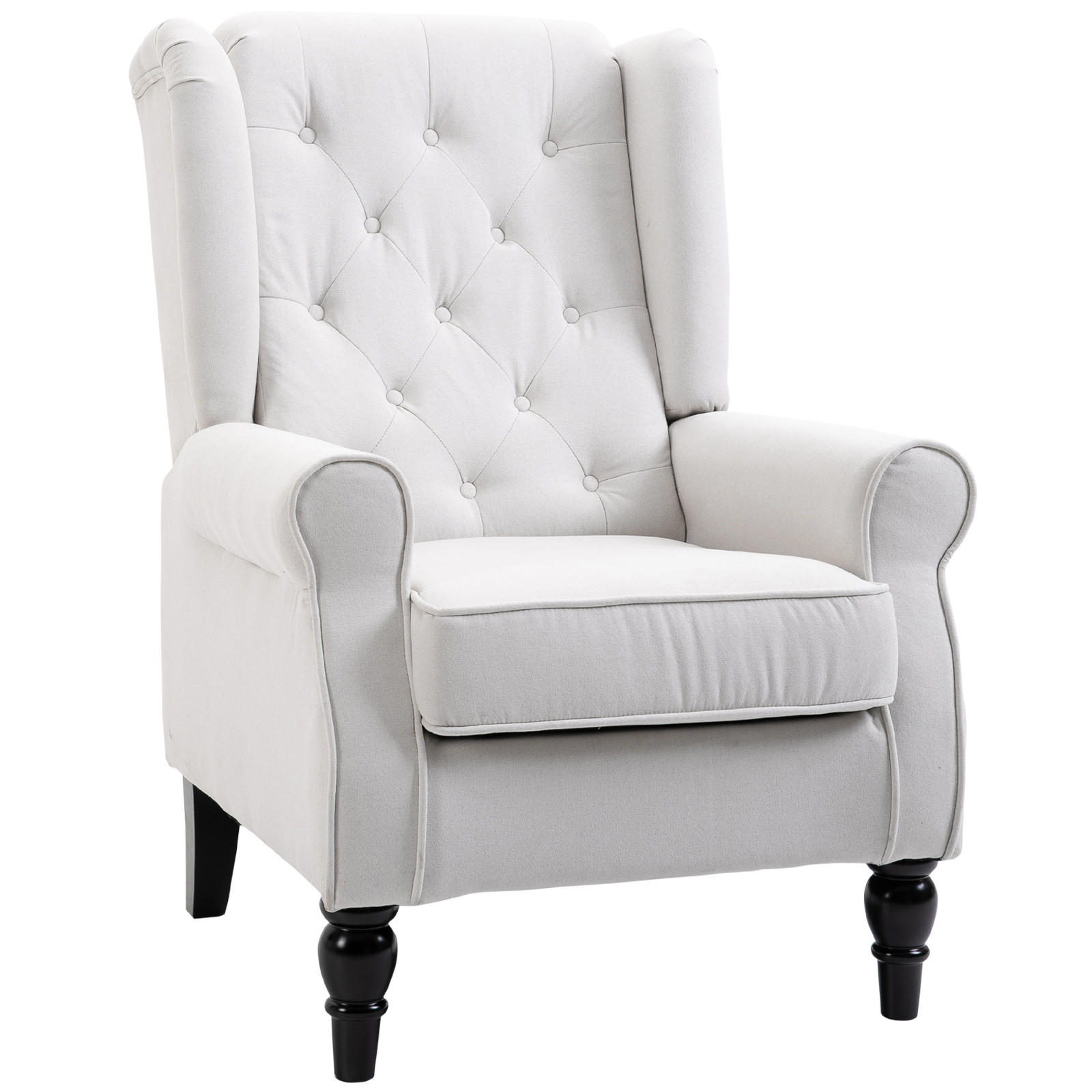 OHRENSESSEL Polyester, Holz, Cremeweiß - Creme/Weiß, Kunststoff (86/102/74cm) - HOMCOM