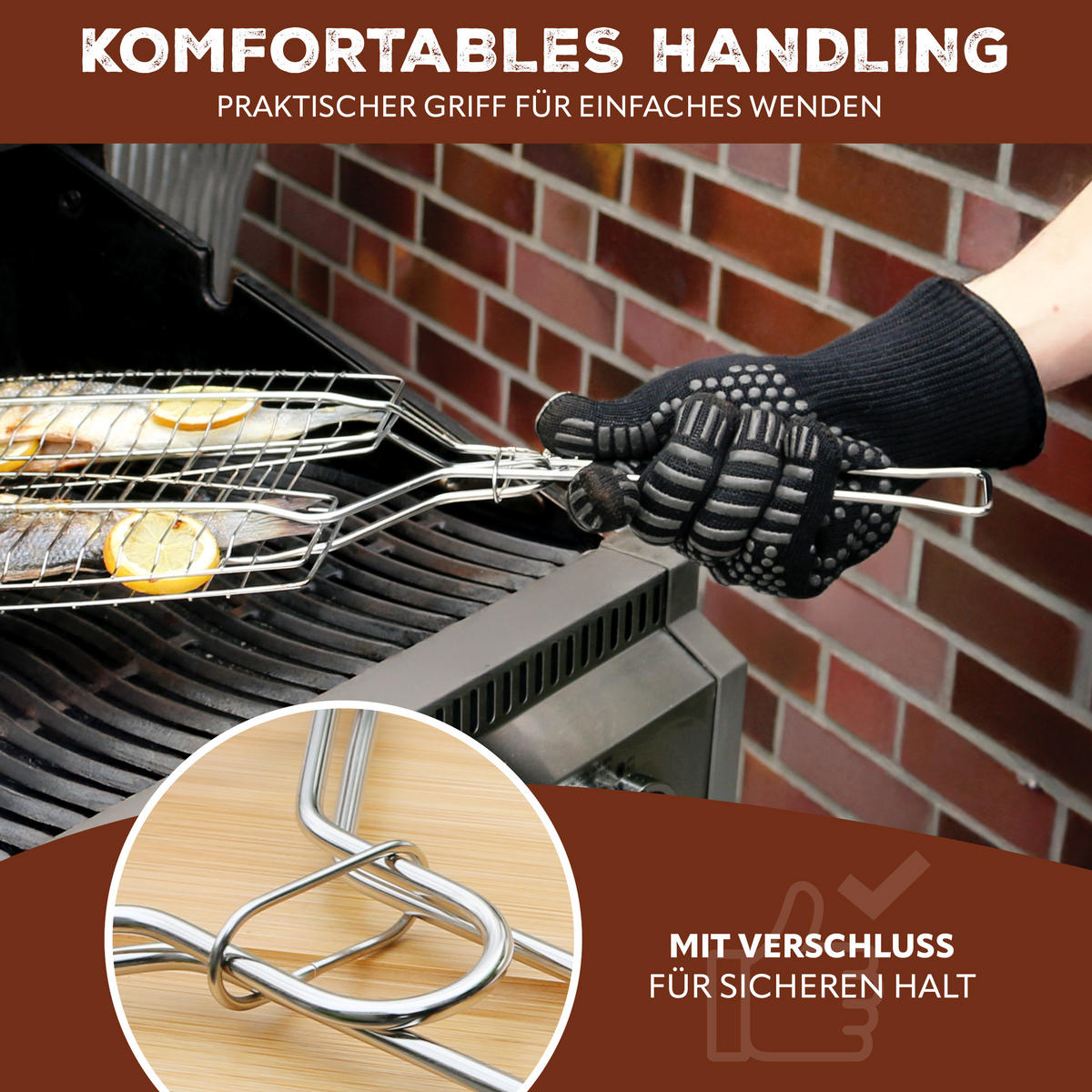 FISCHGRILLER, silber, Edelstahl - Edelstahlfarben, Metall (26.5/26.5/65cm) - bremermann