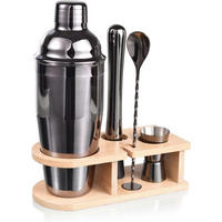 COCKTAIL Shaker Set 5-teilig 750 ml Edelstahl mit Holzständer - Multicolor, Metall (17.1/13.7/21.9cm)