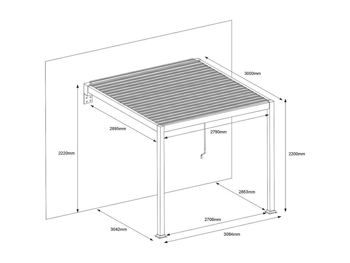 ANLEHNENDE Pergola - 304cm x 308cm - Stahl - anthrazitgrau - SERADO - Anthrazit, Metall (304/220/308cm) - Vente-Unique