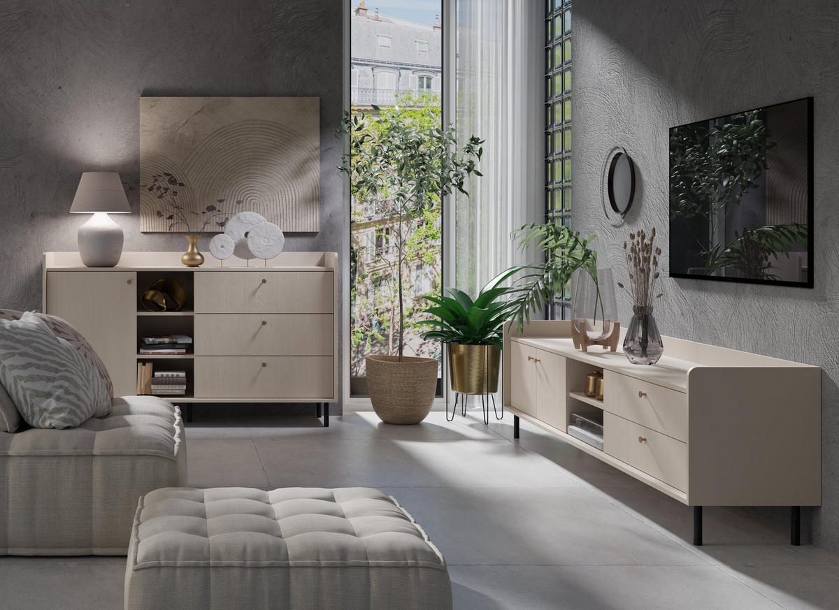 LOWBOARD ASTREA 210/59/42 cm, Beige - Beige, Holzwerkstoff (210/59/42cm) - MASSENO