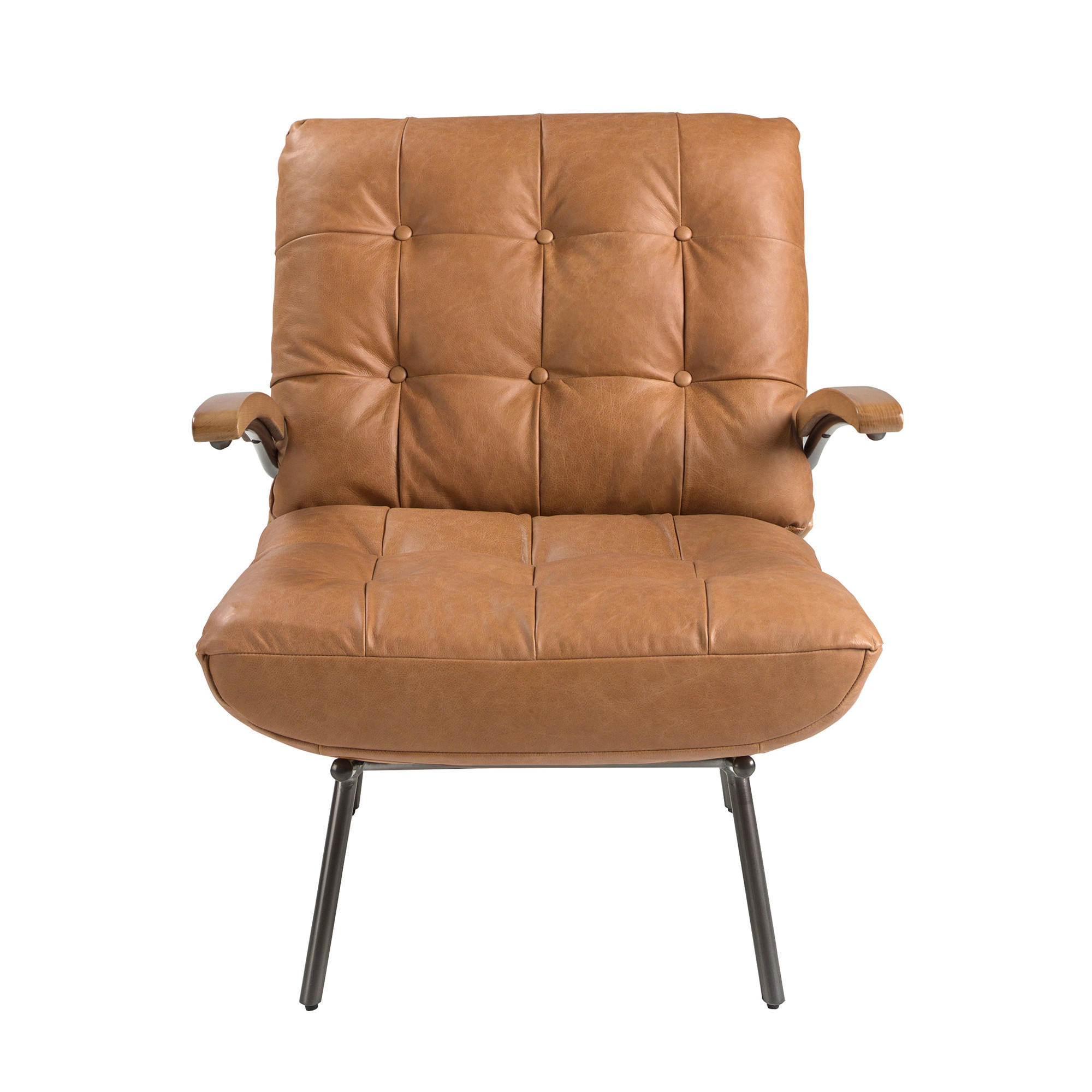 SESSEL Braun Stahl abgedunkelt 70/91/80 - Braun, Leder (70/80/91cm) - ANGEL CERDA