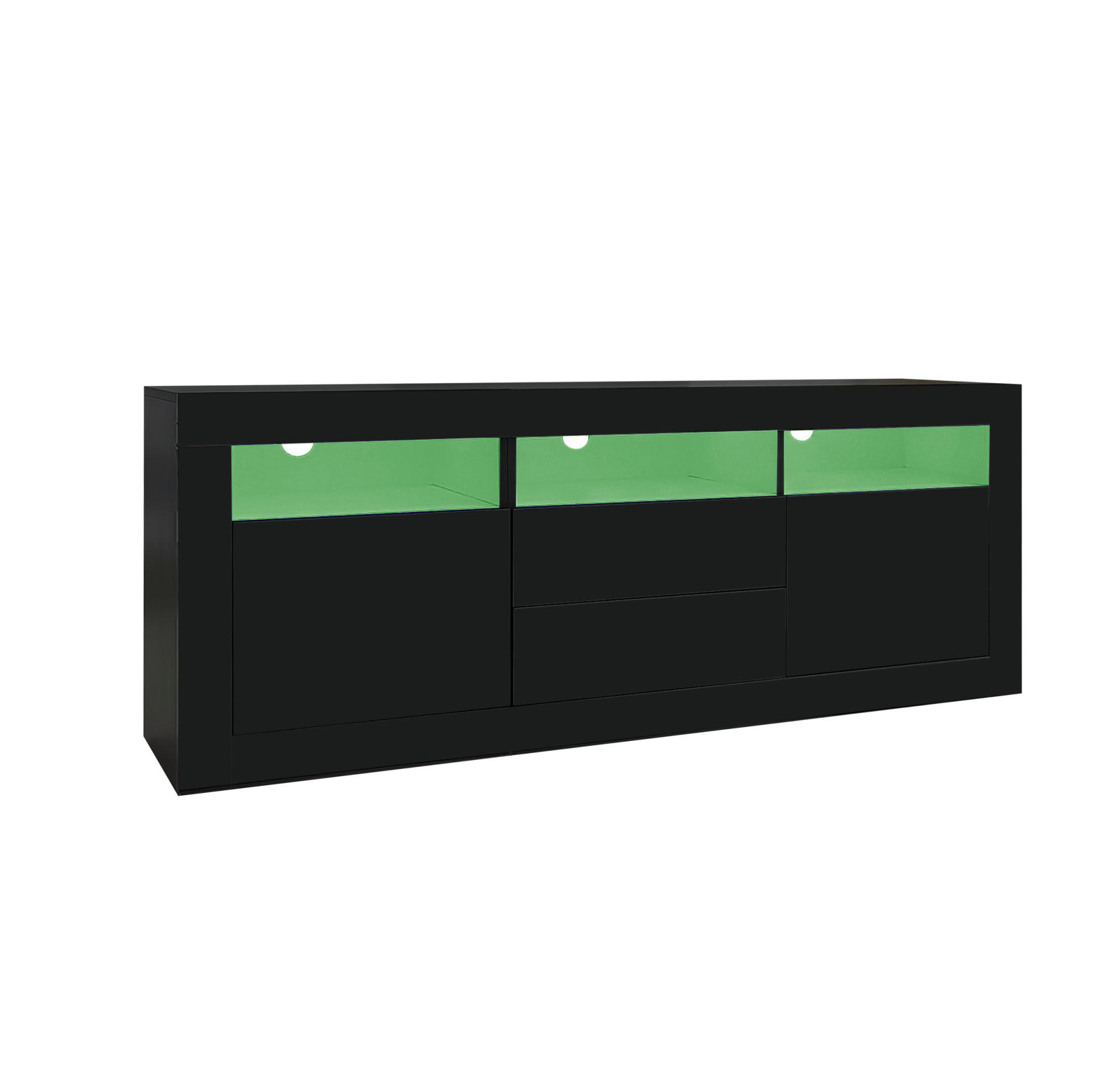 LOWBOARD 160/35/60 cm aus Spanplatte mit LED-Beleuchtung Schwarz - Schwarz, Holzwerkstoff (160/60/35cm) - Modenvie