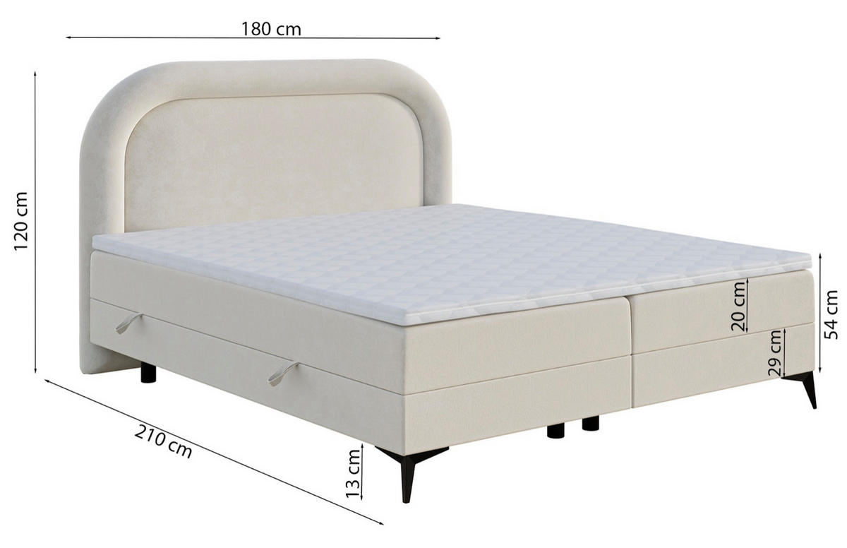 BOXBETT Loreo Hellbraun Chenille 180x200 cm - Hellbraun/Schwarz, Kunststoff/Textil (180/200cm) - Selsey