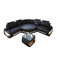 ECKSOFA Asti L Mini - Schwarz/Weiß, Leder (280/280cm) - Sofa Dreams