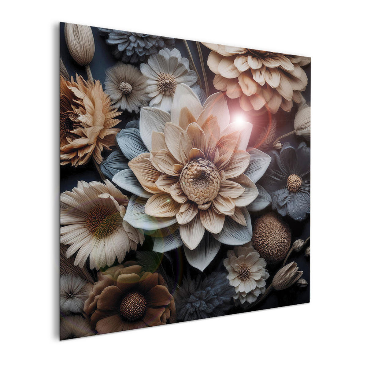 GLASBILD 30×30 cm Blumen beige braun grau - Beige, Glas (30/30cm) - artissimo