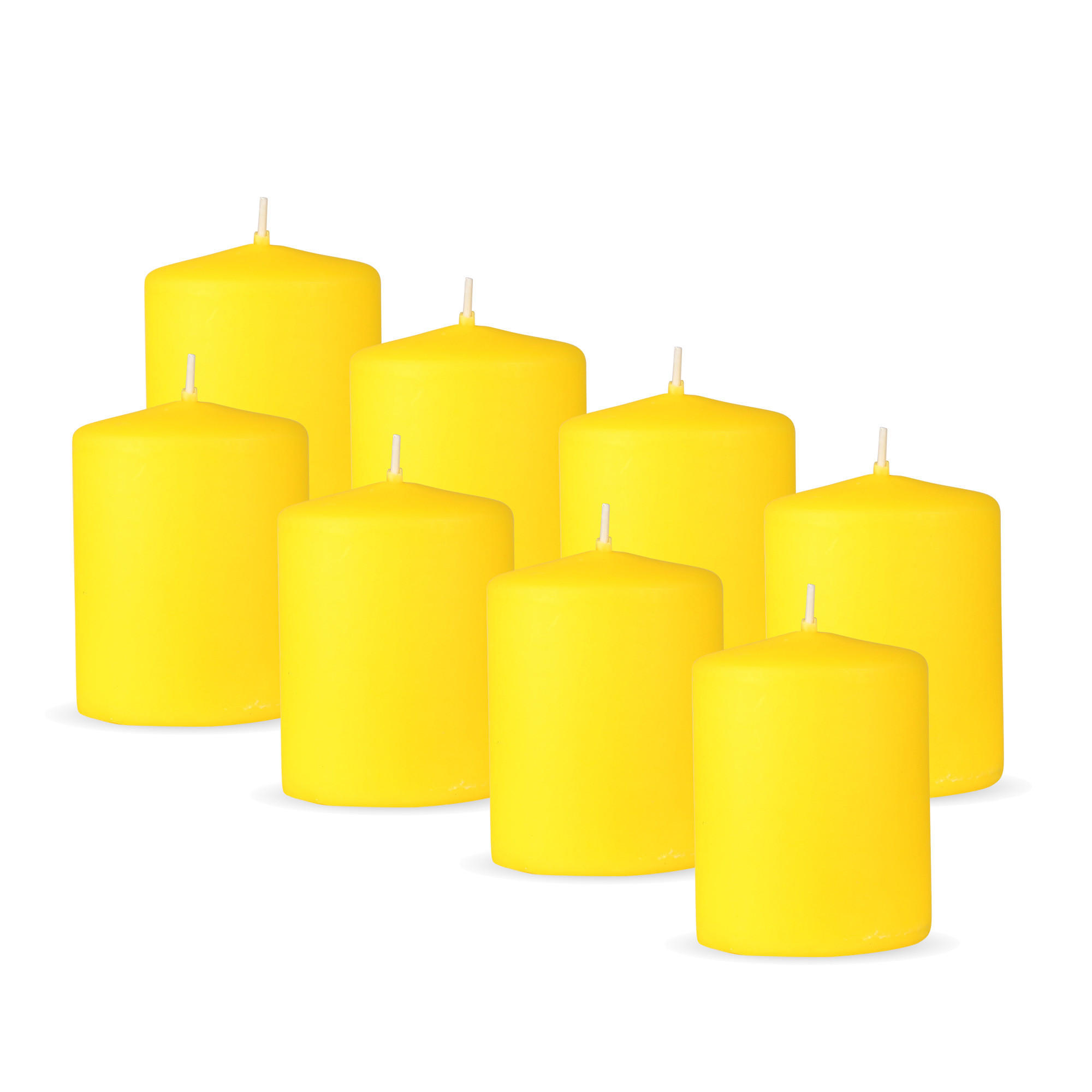 STUMPENKERZEN 8er Pack "Gelb", Größe Ø7cm x Höhe: 8 cm - Hellgelb, Naturmaterialien (7/8cm) - Bestlivings
