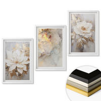 WANDBILDER 3er-Set - 40x60 cm Weißer Rahmen - Blumen heller abstrakter Hintergrund - Weiß, Kunststoff (40/60cm) - ArtPrintCave