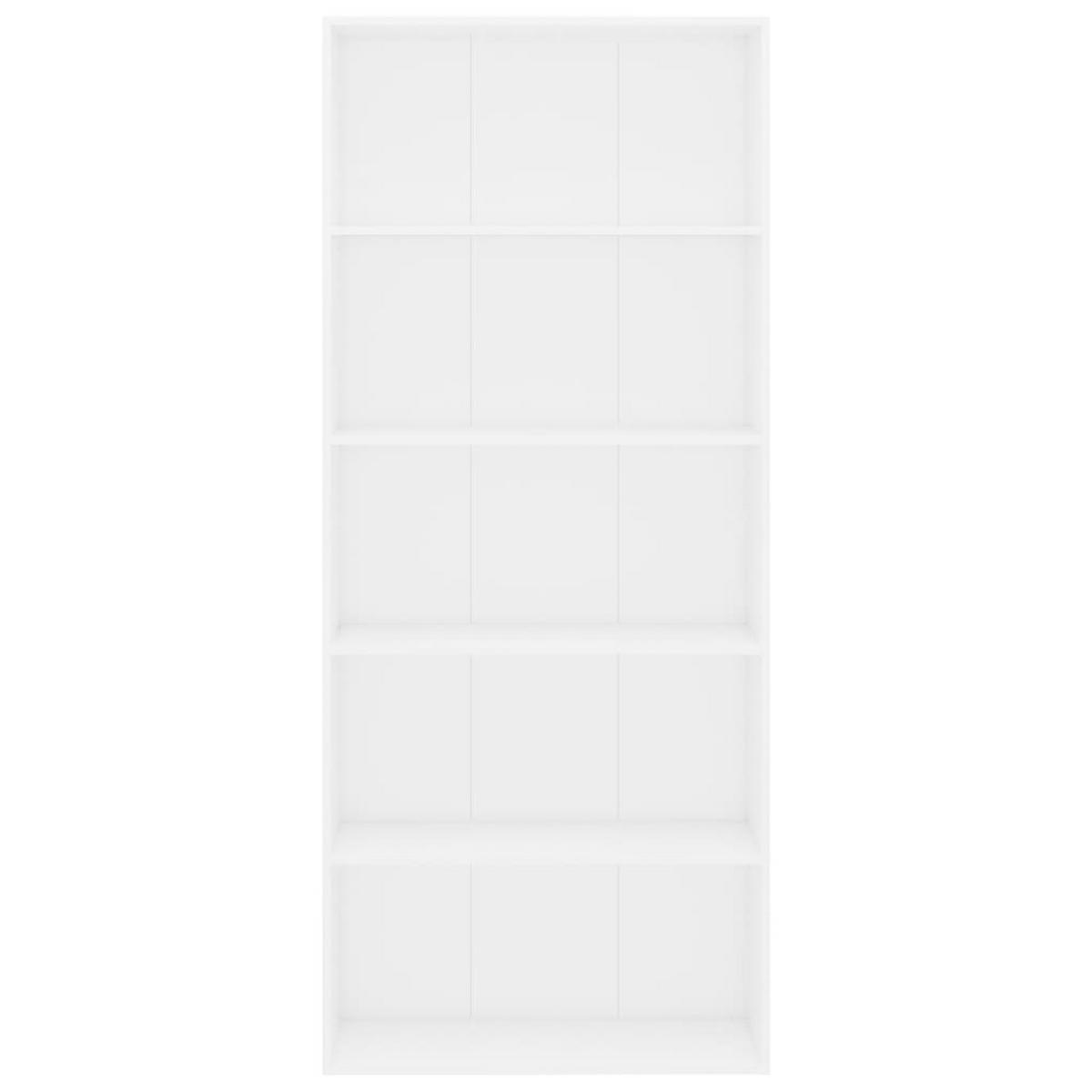 BÜCHERREGAL mit 5 Fächern 80/30/189 cm aus Holzwerkstoff Weiß - Weiß, Holz (80/189/30cm) - vidaXL