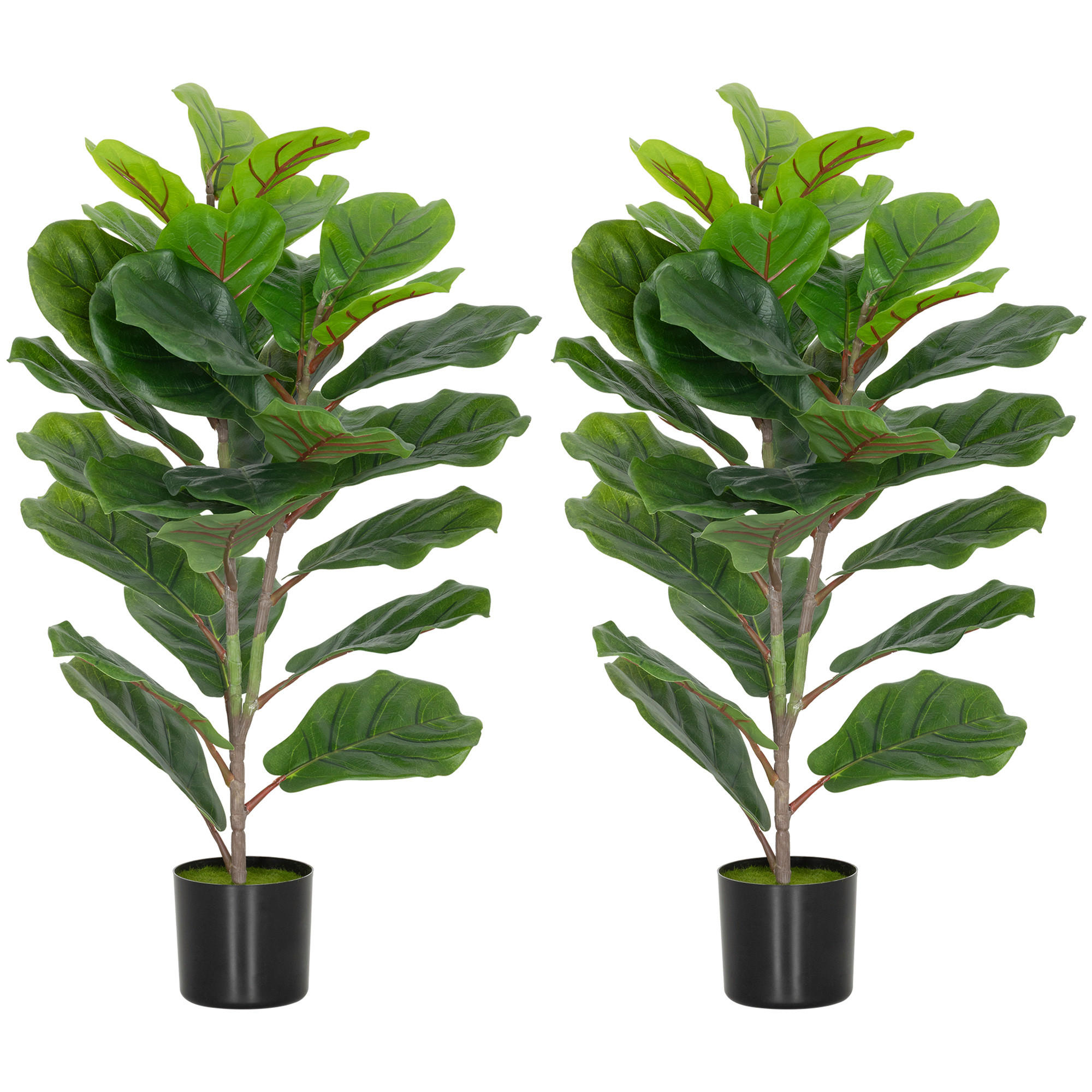 PFLANZENSET Grün realistisch mit Topf 80 cm (2er-Set) - Grün, Kunststoff (80cm) - PANGIVO