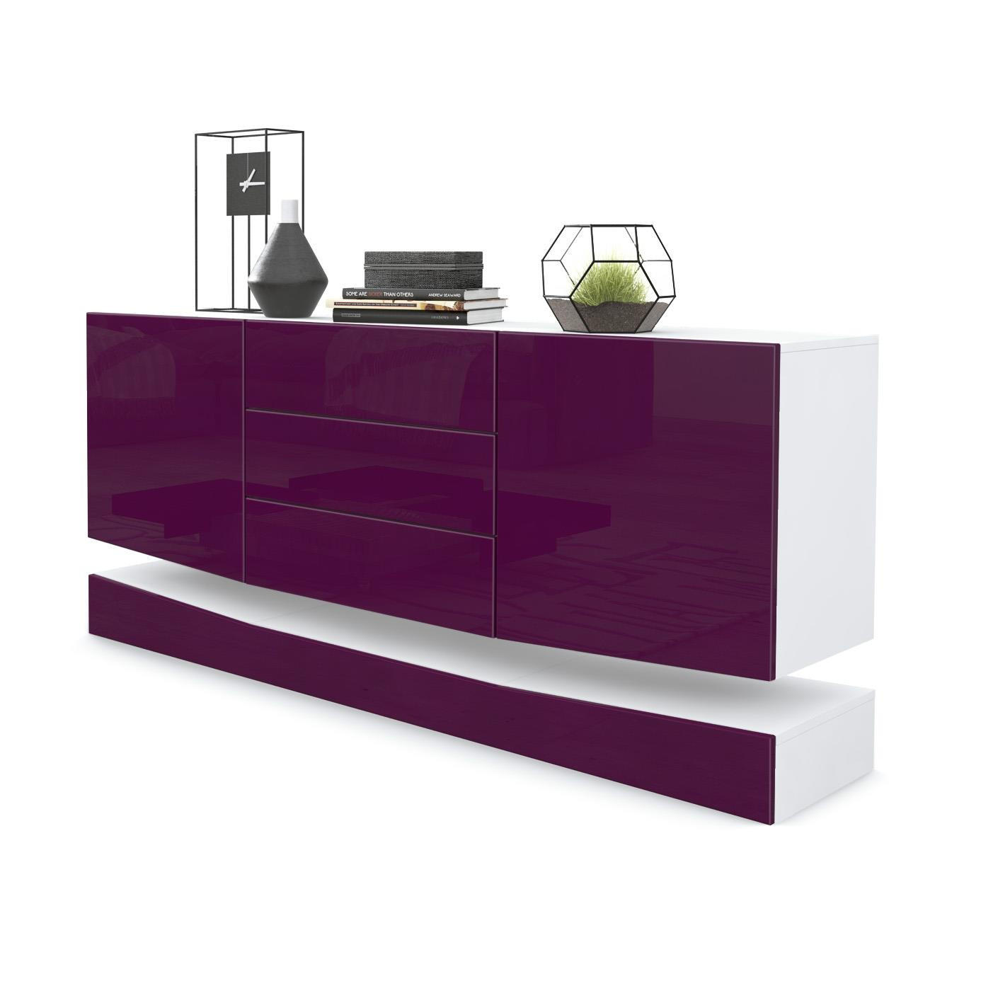 SIDEBOARD City Fronten in Brombeer Hochglanz - Brombeere, Holzwerkstoff (178/82/39cm) - Vladon