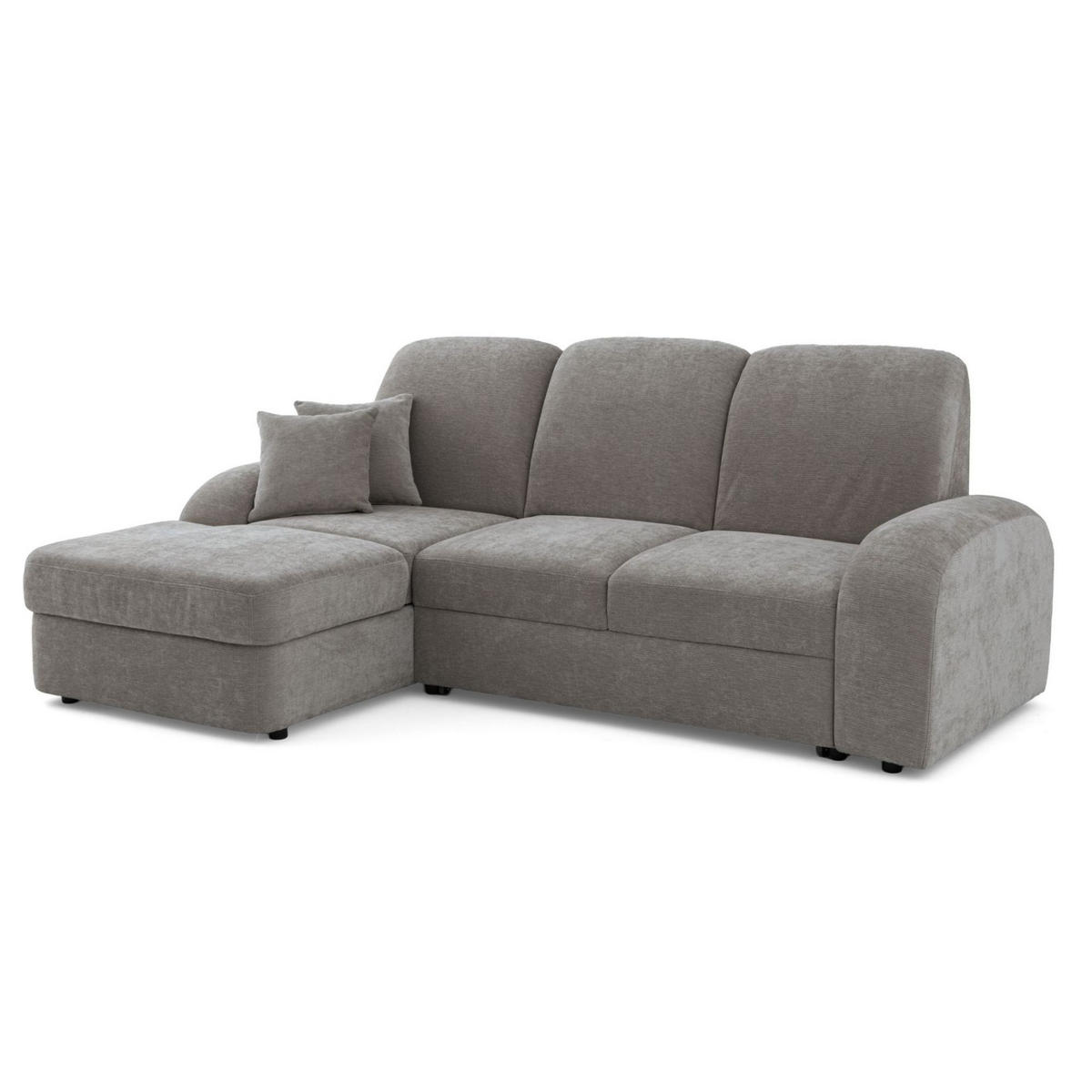 ECKSOFA VIBE S Links mit Schlaffunktion 130x202 Chenille Grau - Schwarz/Grau, Holz/Kunststoff (255/156cm) - Muffo