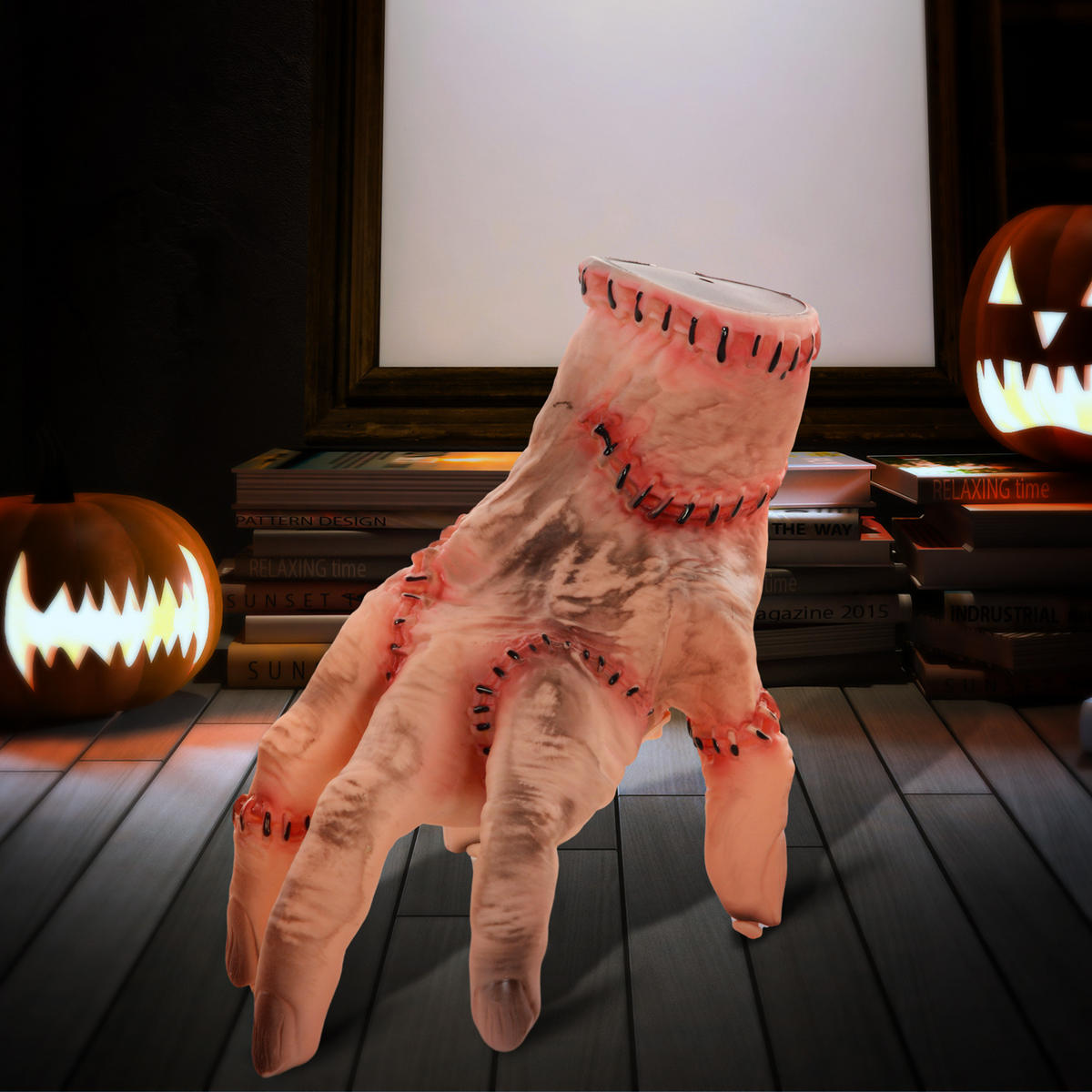 21CM Halloween Dekoration Realistische Narbes Händchen mit Soundfunktion - Rot, Kunststoff (18/21/15cm) - HOMCOM