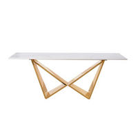 DESIGN-COUCHTISCH CENTO Rechteckiger Wohnzimmertisch in Marmor-Optik mit geometrischem Edelstahl-Gestell (130 x 70 cm) - Goldfarben/Weiß, Metall (70/130/42cm) - alesvelt