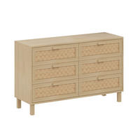 SIDEBOARD mit 6 Schubladen Rattan, 120/40/75cm - Buchefarben, Holzwerkstoff (120/75/40cm) - Urban Meuble