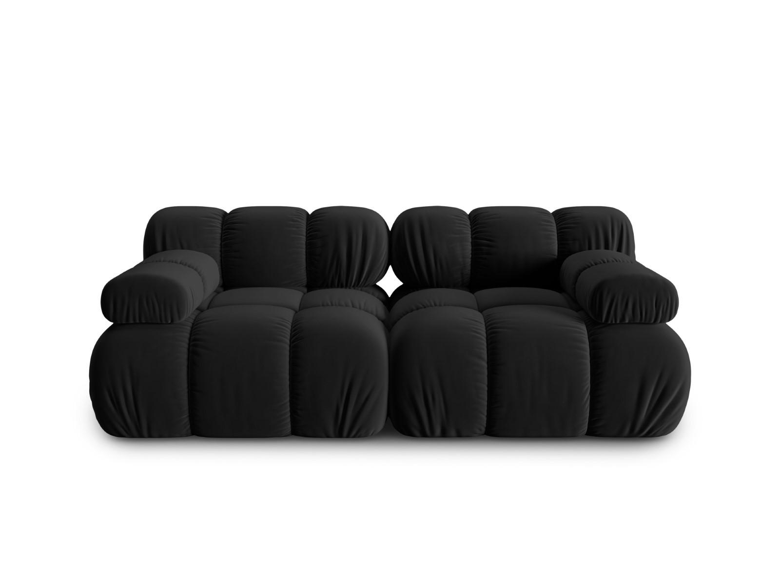 MODULARES-SOFA Bellis aus Samt schwarz 2 Sitzplätze - Schwarz, Textil (94/63/188cm) - Micadoni