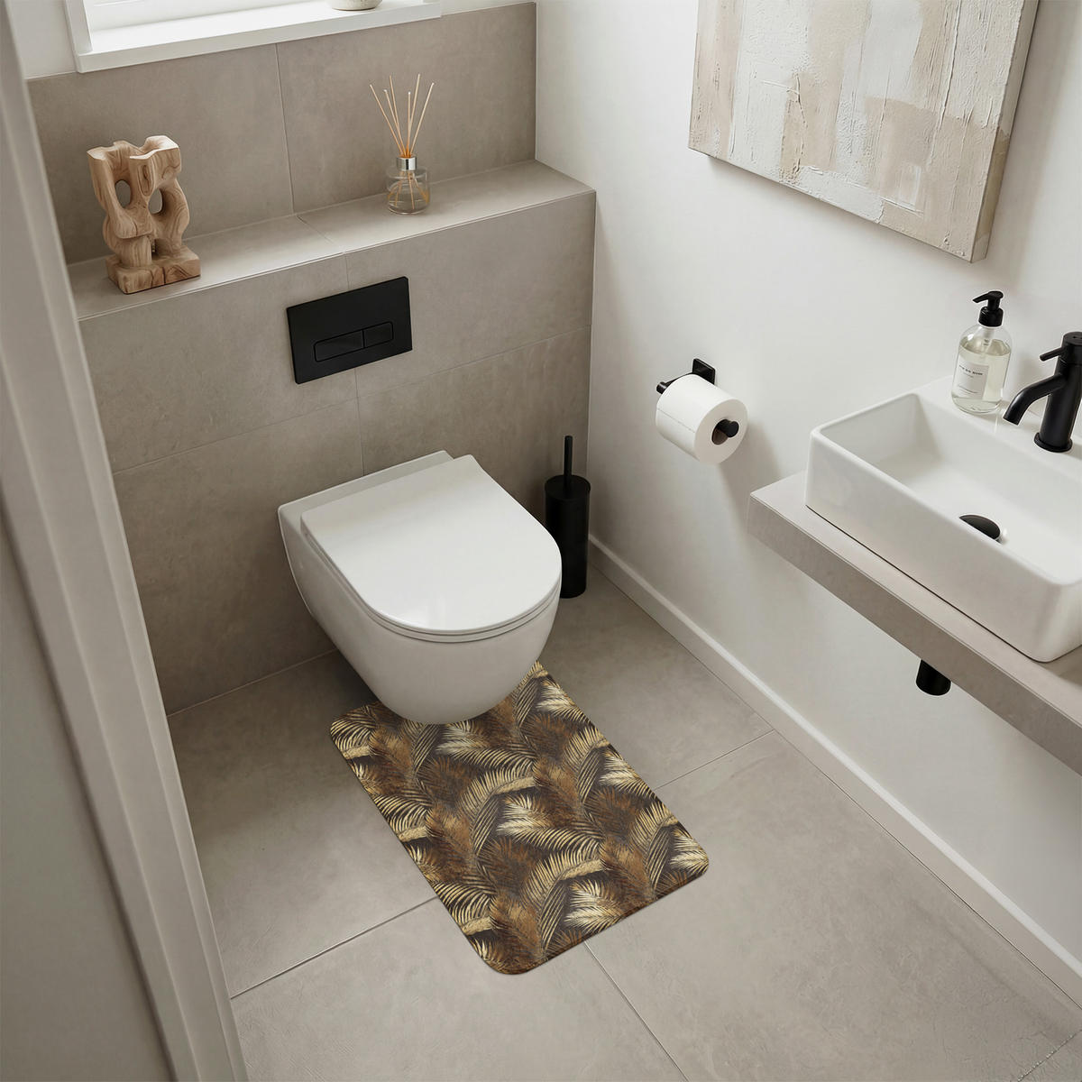 WC PŘEDLOŽKA Tropical - Listy - zlaté 40x60 cm - zlatá, textil/plast (40/1cm) - OnlyWow