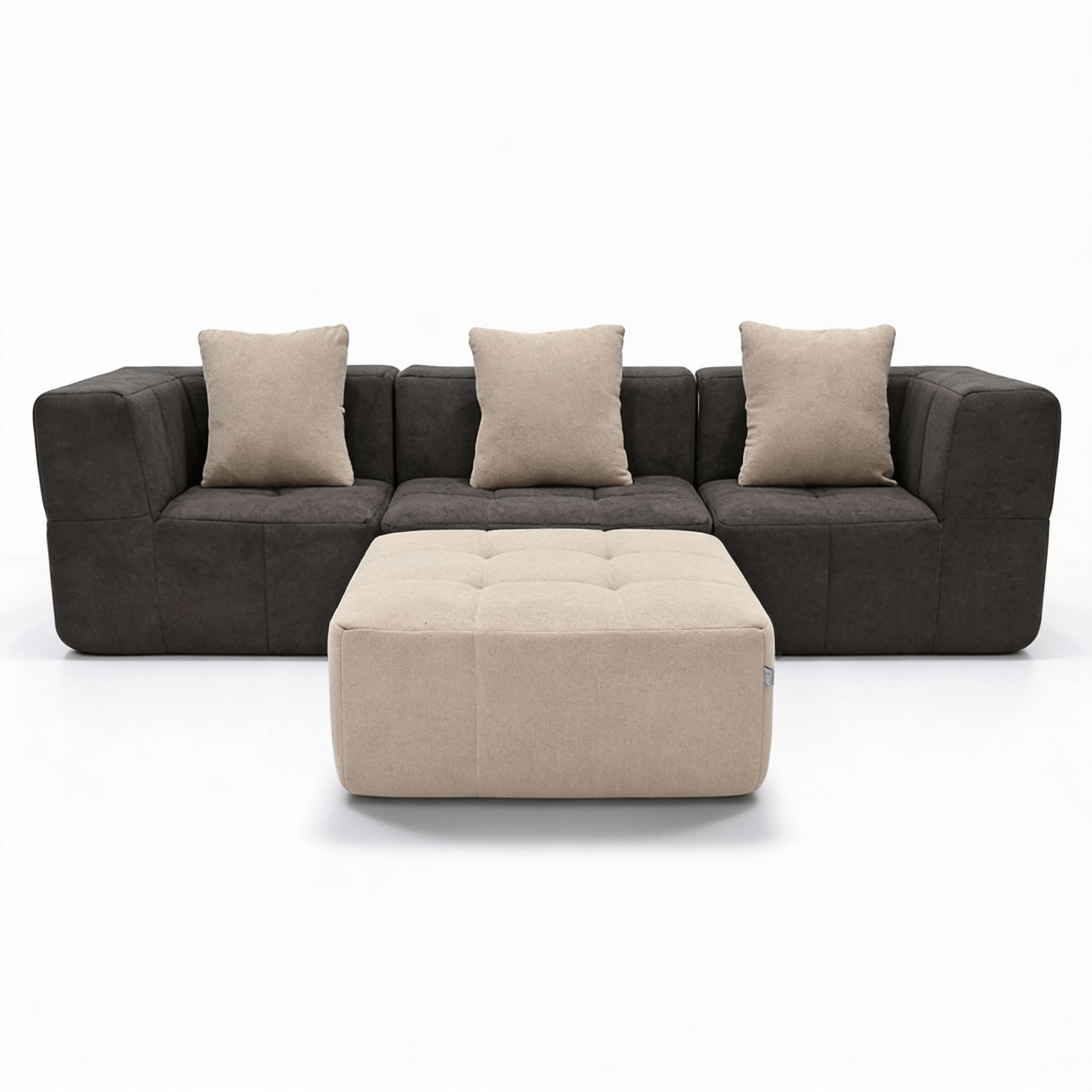 ECKSOFA Eden Komplett Braun Sand 3-Sitzer - Braun, Textil (272/71/92cm) - COCO Living