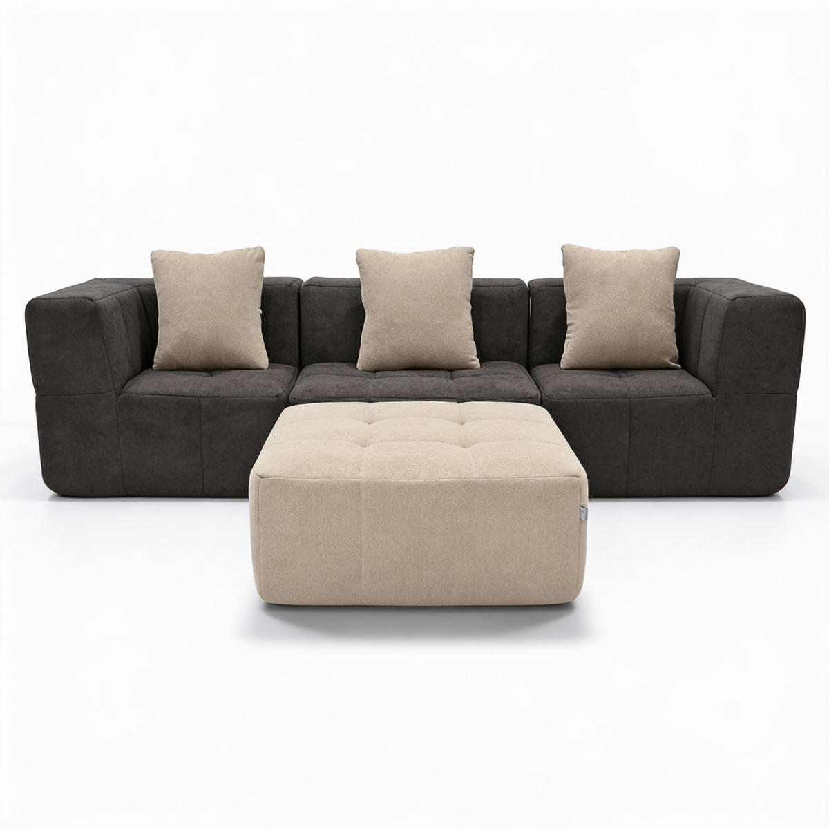 ECKSOFA Eden Komplett Braun Sand 3-Sitzer - Braun, Textil (272/71/92cm) - COCO Living