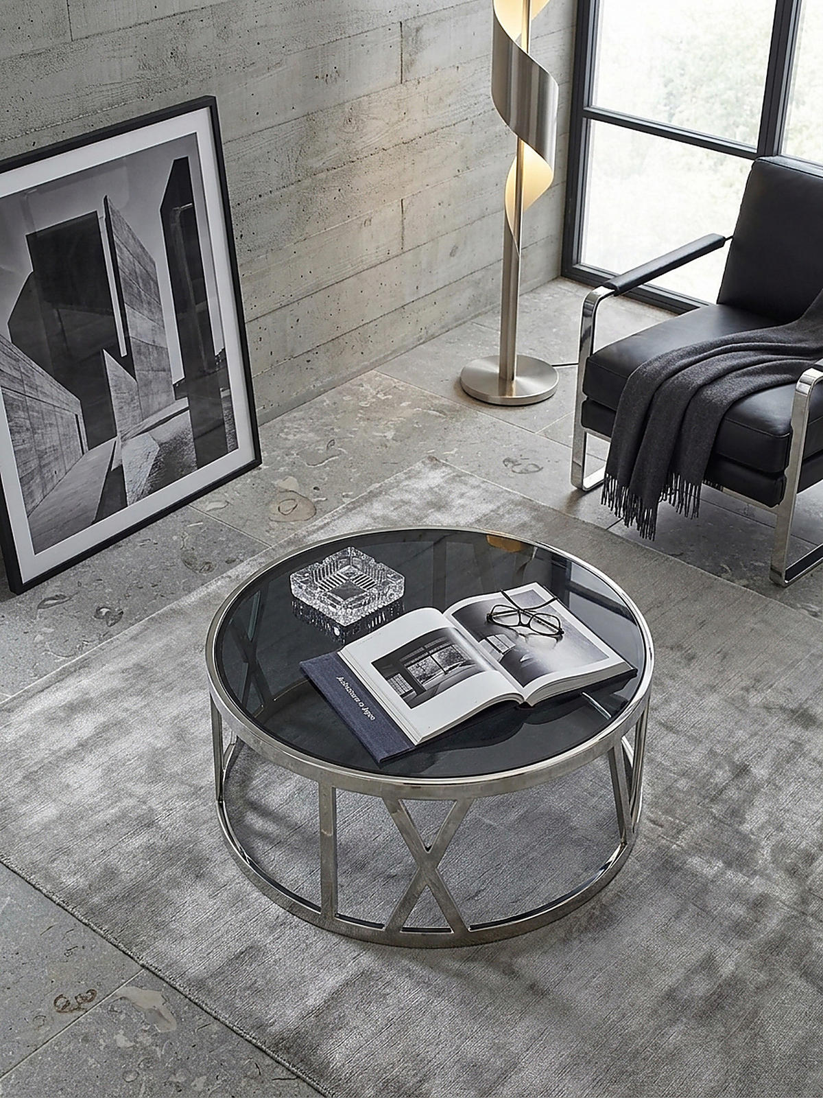 COUCHTISCH mit Glasplatte, Metallgestell, handgefertigt, Belastbarkeit 20 kg, Silber 60x60x30 cm - Silberfarben, Glas/Metall (60/60/30cm) - KADIMA DESIGN