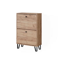 SCHUHKIPPER Siri Goldkraft Eiche 60 x 92 cm mit 2 Klappschubladen - Honigeiche, Holzwerkstoff (60/92/26cm) - Vicco