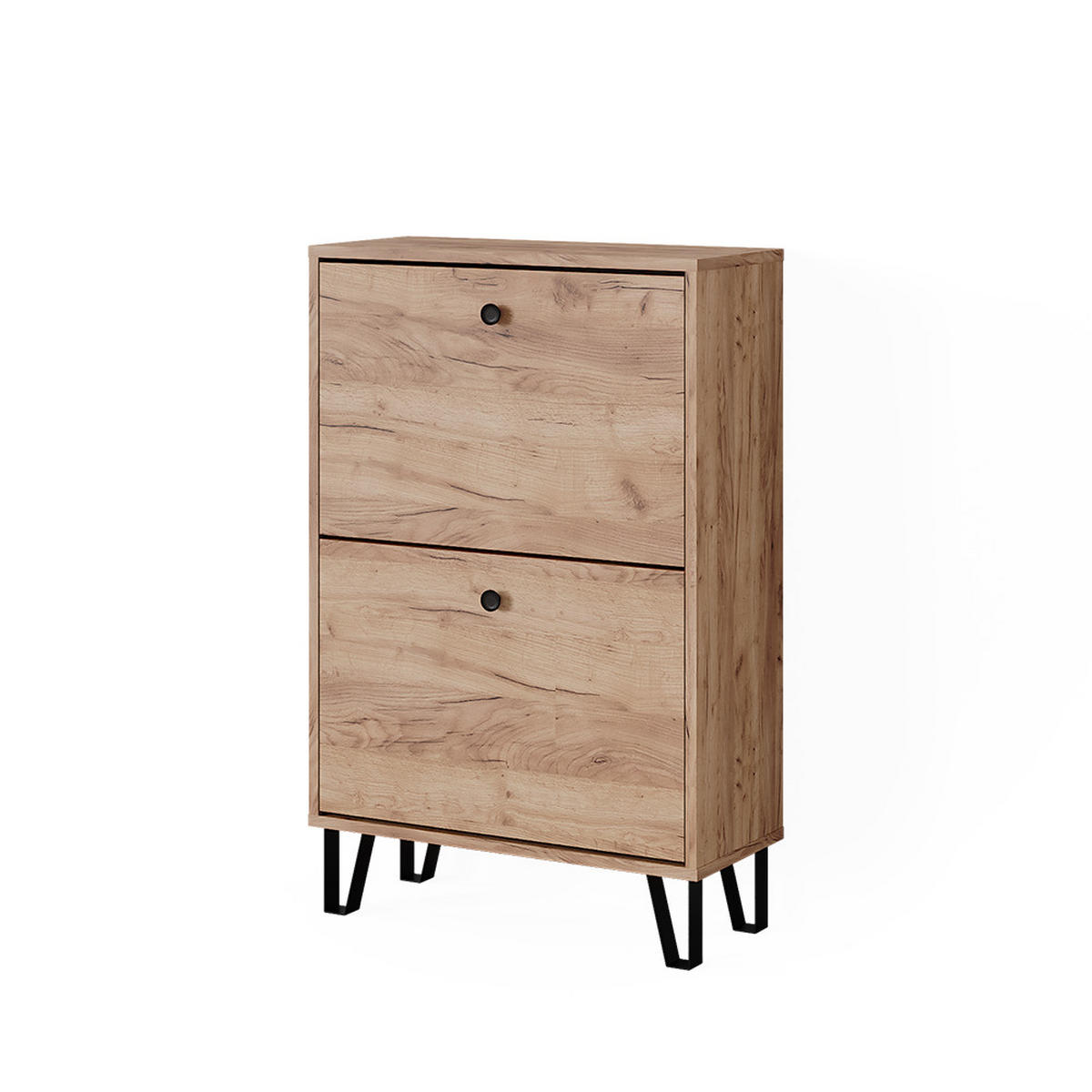 SCHUHKIPPER Siri Goldkraft Eiche 60 x 92 cm mit 2 Klappschubladen - Honigeiche, Holzwerkstoff (60/92/26cm) - Vicco
