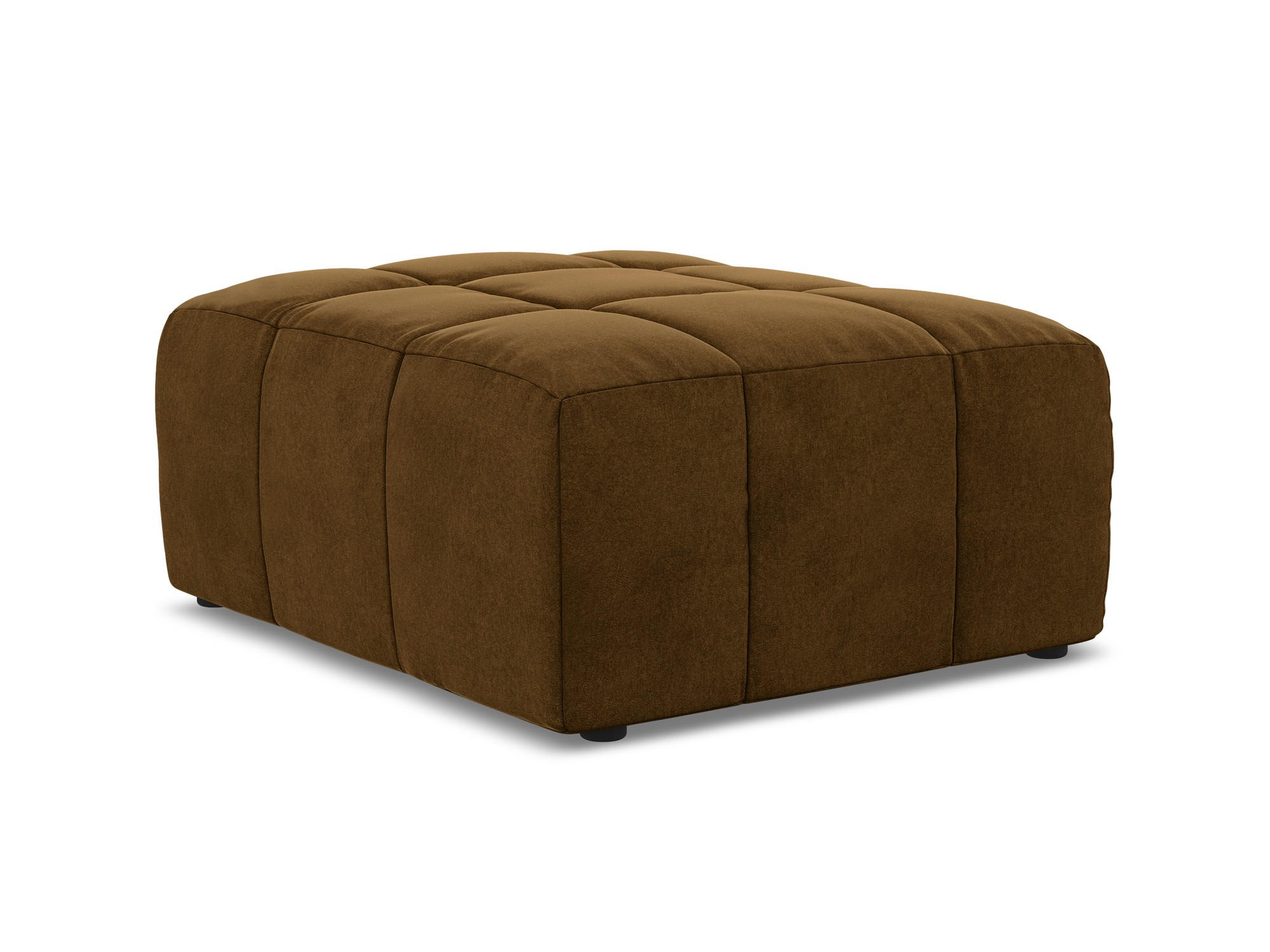 POUF Samt Stoff Gelb - Currygelb/Schwarz, Holzwerkstoff/Kunststoff (75/41/90cm) - Makamii