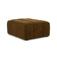 POUF Samt Stoff Gelb - Currygelb/Schwarz, Holzwerkstoff/Kunststoff (75/41/90cm) - Makamii