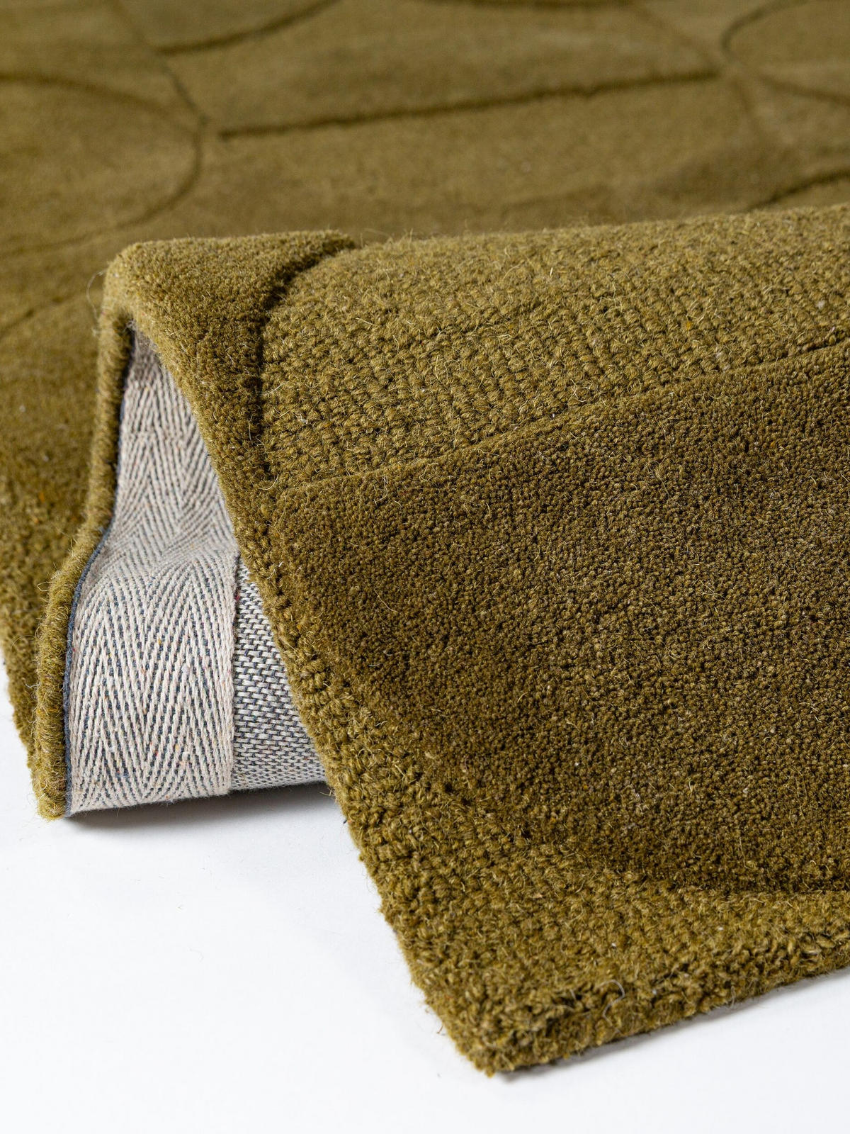 TEPPICHLÄUFER handgetuftet DEBEN, Kreis-Geometrie, Olivgrün, 60 x 230 cm - Grün, Textil (60/230cm) - KADIMA DESIGN
