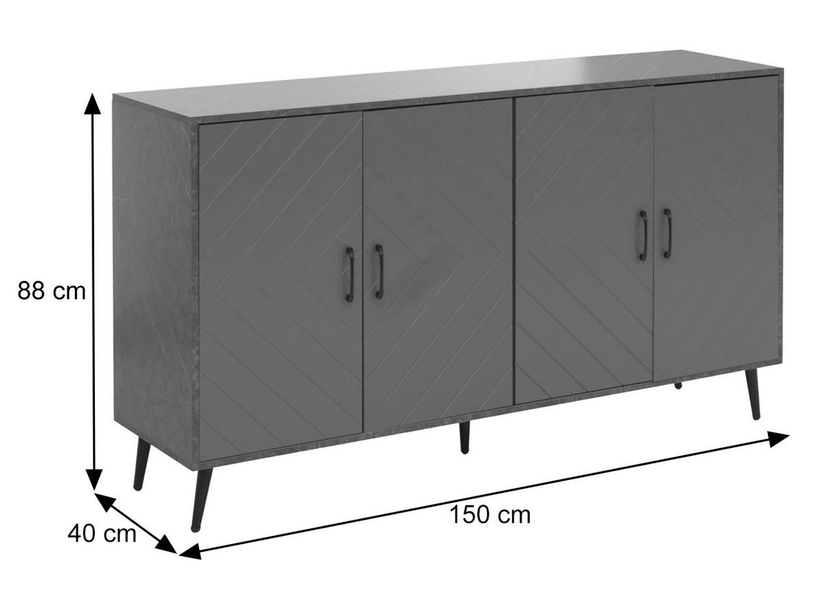 SIDEBOARD Grau - Grau, Holz (150/88/40cm) - MCW