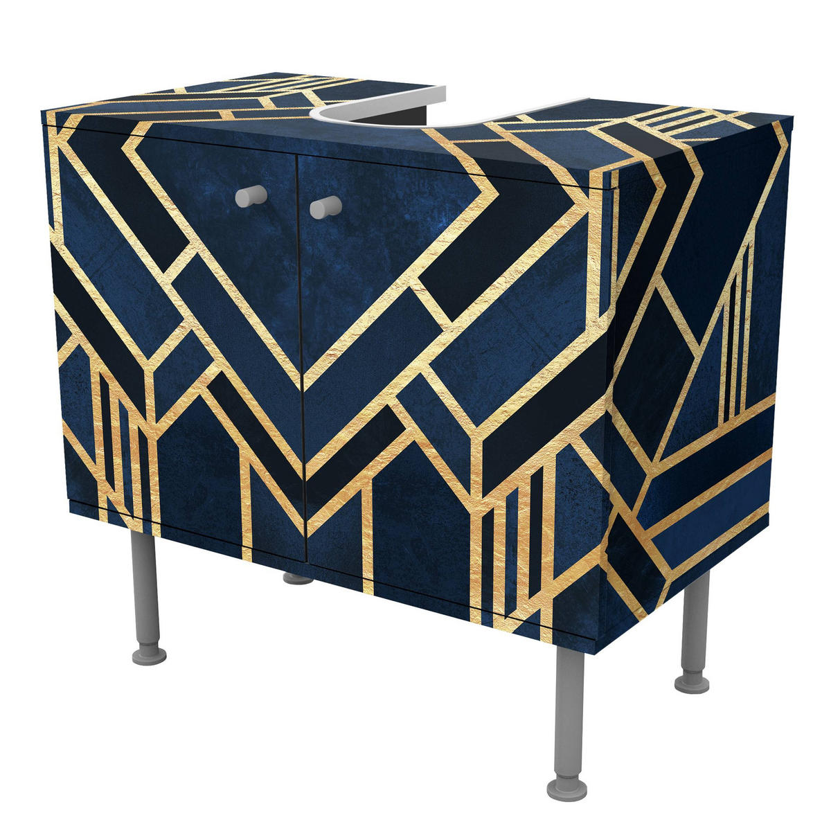 WASCHBECKENUNTERSCHRANK Art Deco Gold 60/55/35 cm - Goldfarben, Holzwerkstoff (60/55/35cm) - Bilderwelten