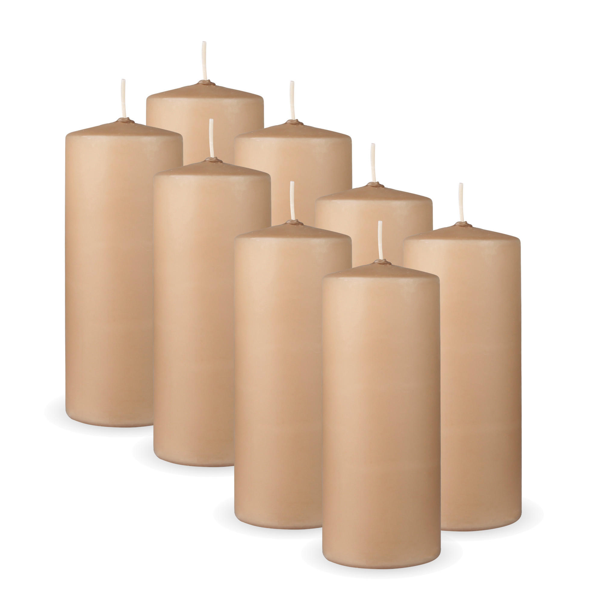 STUMPENKERZEN 8er Pack "Beige", Größe Ø7cm x Höhe: 16 cm - Beige, Naturmaterialien (7/16cm) - Bestlivings