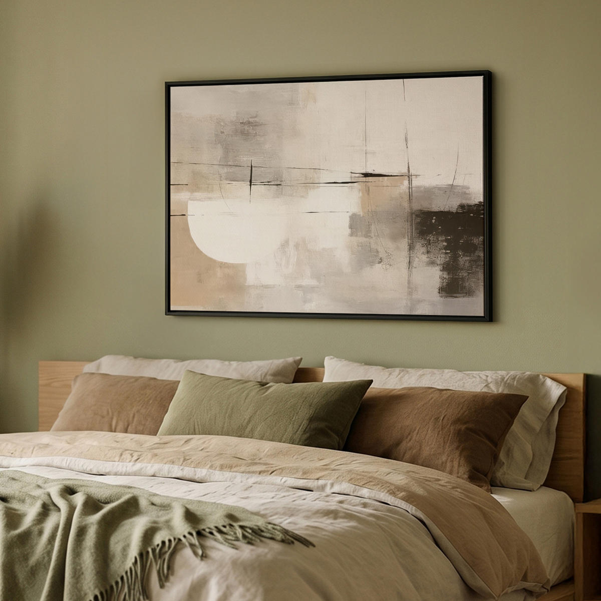 LEINWAND Bilder mit Rahmen - Abstrakt - Kunst - Grau - 100x70 - Hellgrau, Textil (100/70cm) - MuchoWow