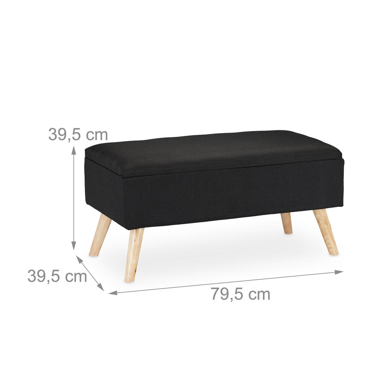 SITZBANK - Schwarz, Holz/Holzwerkstoff (79.5/39.5/39.5cm) - Relaxdays