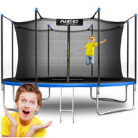 GARTENTRAMPOLIN 13 ft/404 cm mit Innennetz und Leiter - Blau, Metall (404/404cm)