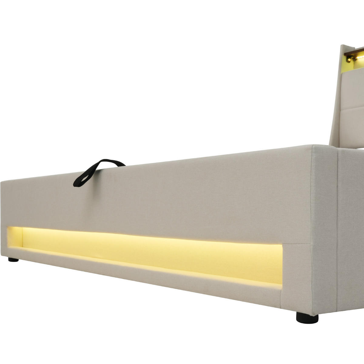 POLSTERBETT 140/200 cm Beige aus Leinenmaterial mit Bettkasten - Beige, Textil (140/200cm) - OKMYHOME