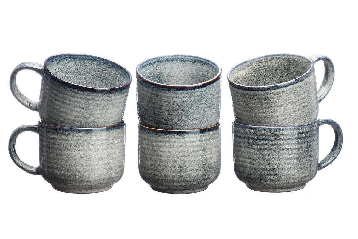 BECHER Zen 400ml - 6er-Set - Naturfarben - Grau, Keramik (0.4L) - Björn