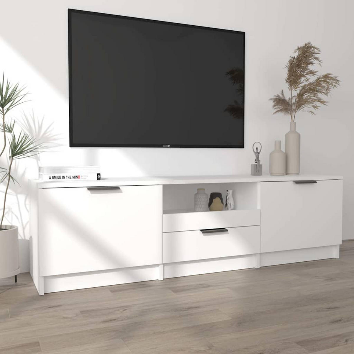 TV-SCHRANK Weiss 140/35/40 Cm Holzwerkstoff - Weiß, Holzwerkstoff (35/40/140cm) - vidaXL