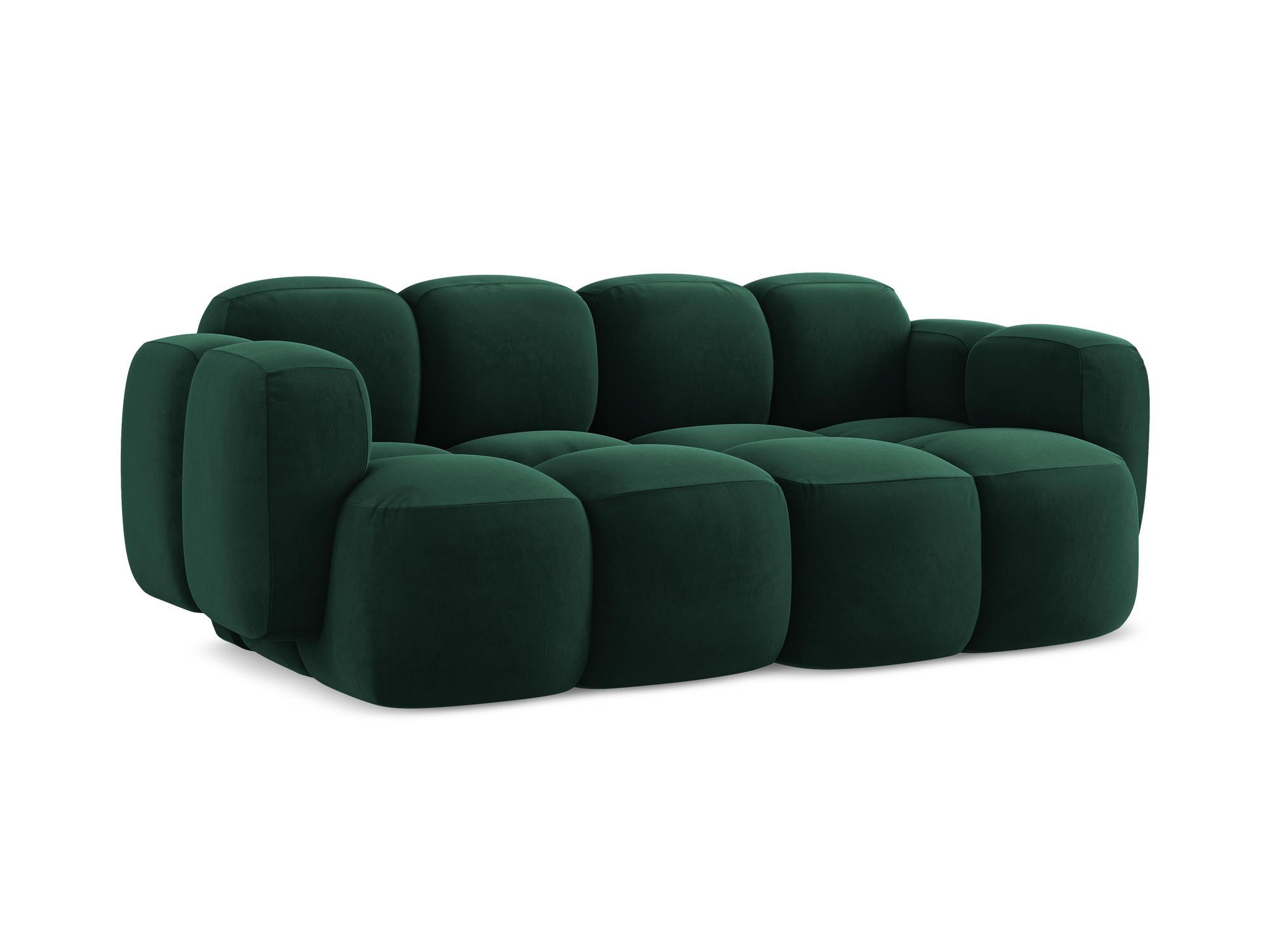 2-SITZER SOFA Samt Stoff Grün - Dunkelgrün/Schwarz, Holzwerkstoff/Kunststoff (210/72/115cm) - Makamii