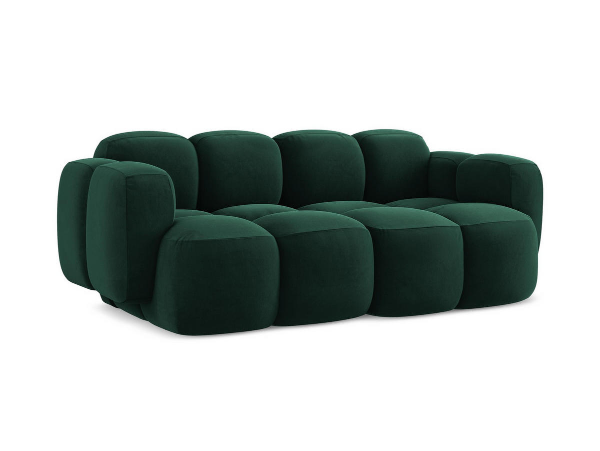 2-SITZER SOFA Samt Stoff Grün - Dunkelgrün/Schwarz, Holzwerkstoff/Kunststoff (210/72/115cm) - Makamii