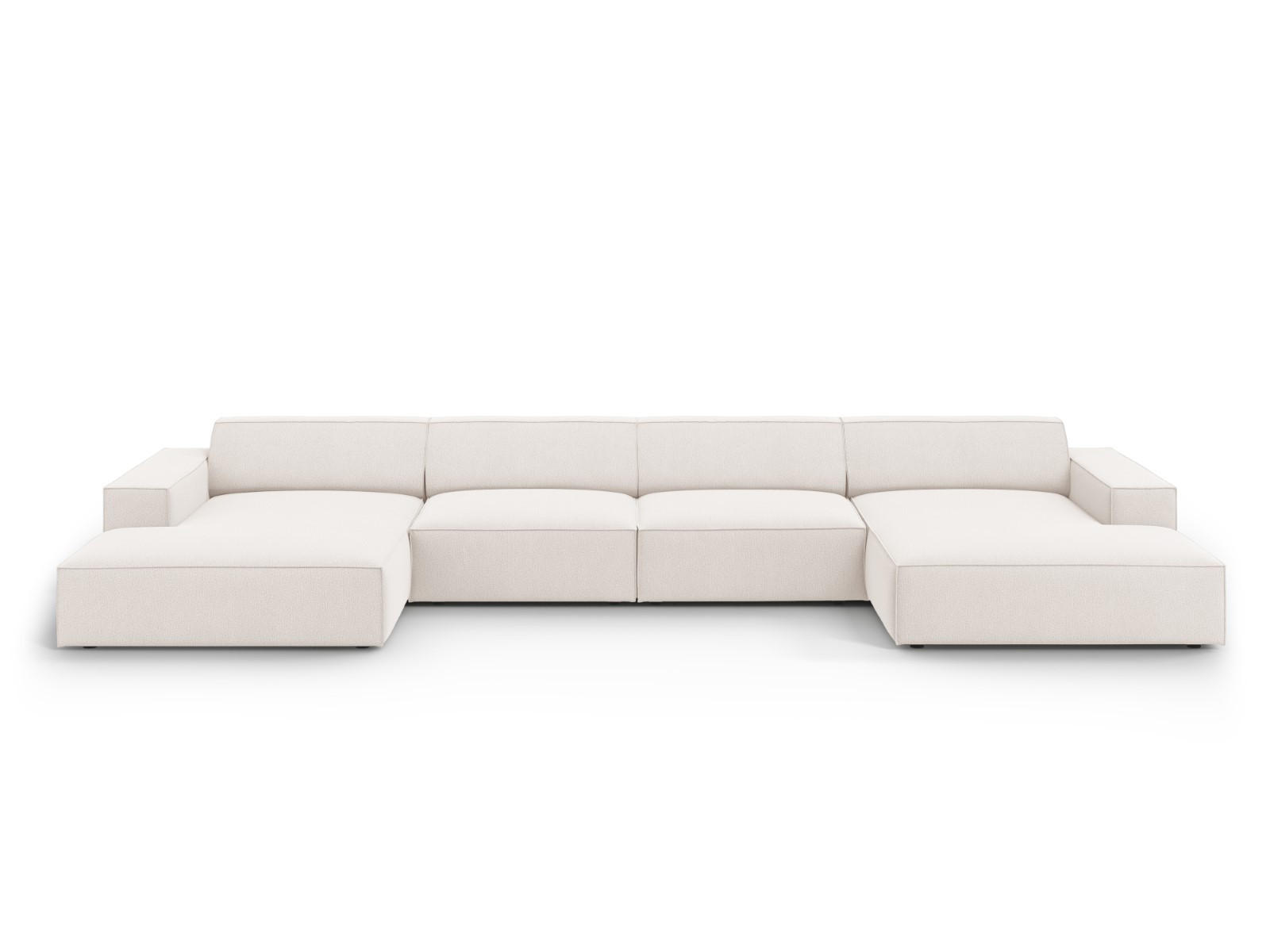PANORAMASOFA Jodie aus strukturiertem Stoff leichtes beige 6 Sitzplätze - Beige, Textil (166/70/364cm) - Micadoni