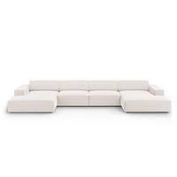 PANORAMASOFA Jodie aus strukturiertem Stoff leichtes beige 6 Sitzplätze - Beige, Textil (166/70/364cm) - Micadoni