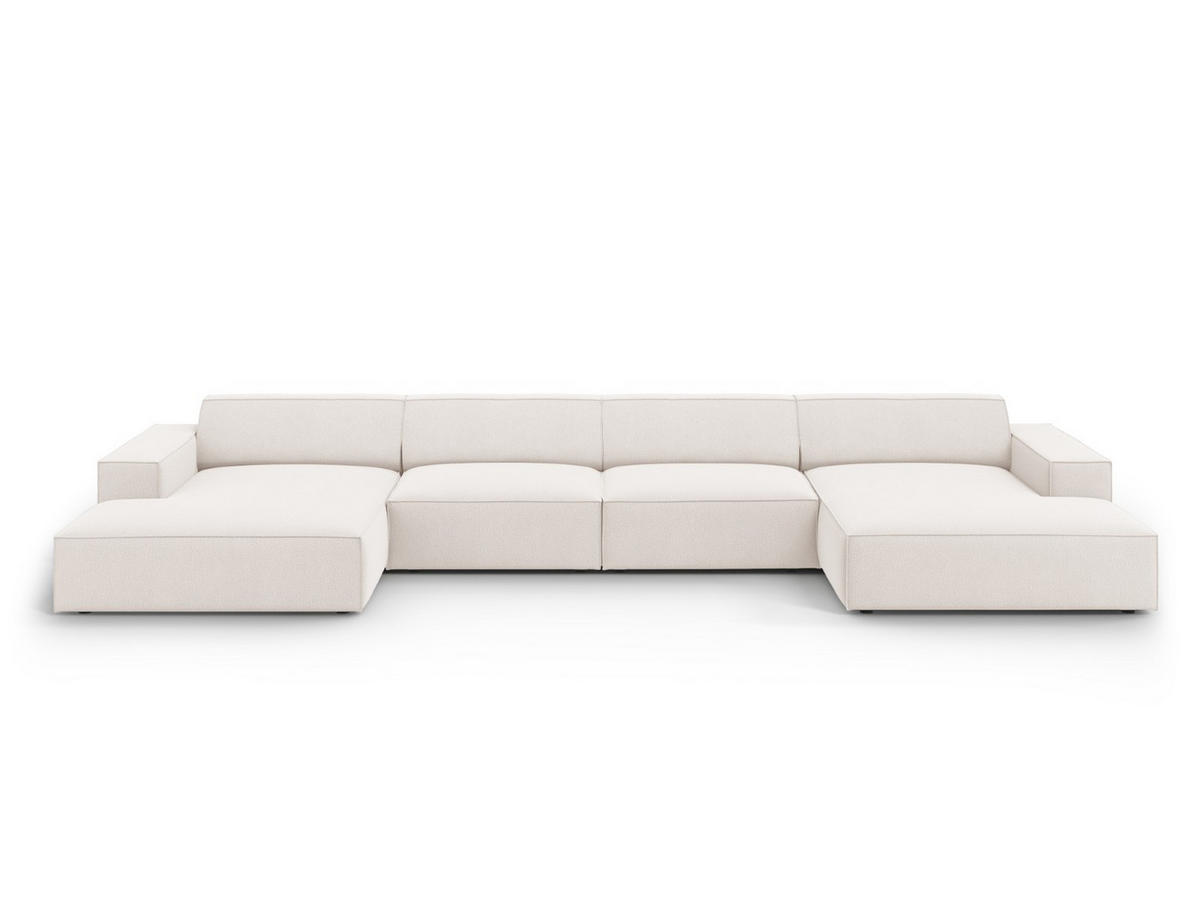 PANORAMASOFA Jodie aus strukturiertem Stoff leichtes beige 6 Sitzplätze - Beige, Textil (166/70/364cm) - Micadoni