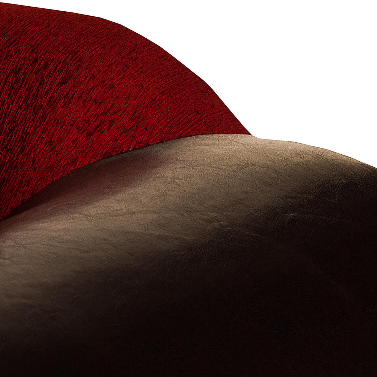 BIGSOFA - Kunstleder / Webstoff, Dunkelbraun / Dunkelrot - Dunkelbraun, Kunststoff (250/83/96cm) - home24