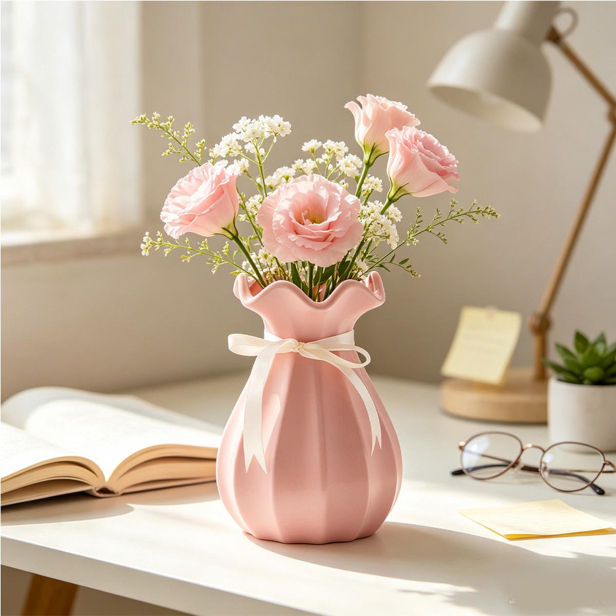 VASE 14 x 14 x 20,5 cm Keramik - Pink, Glas (20.5cm) - LIBRATON
